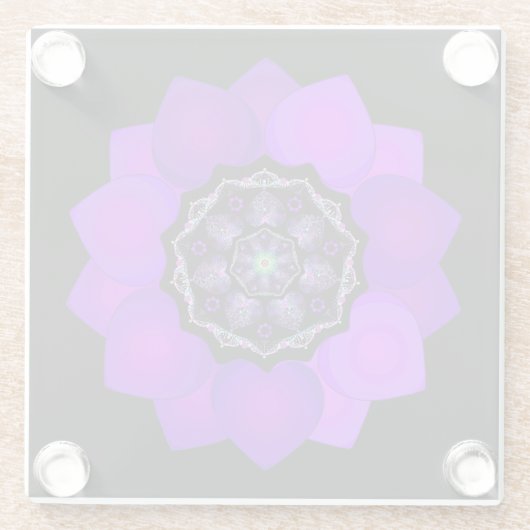 Paarse paraplu & harten .7 glazen onderzetter (Achterkant)