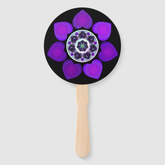 Paarse paraplu & harten .7 handwaaier (Achterkant)