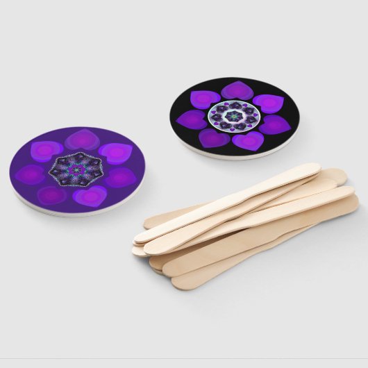 Paarse paraplu & harten .7 handwaaier (Niet-gemonteerd)