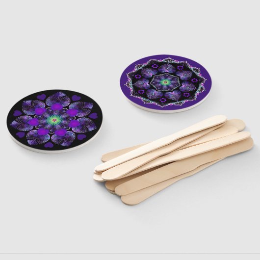 Paarse paraplu & harten .7 handwaaier (Niet-gemonteerd)