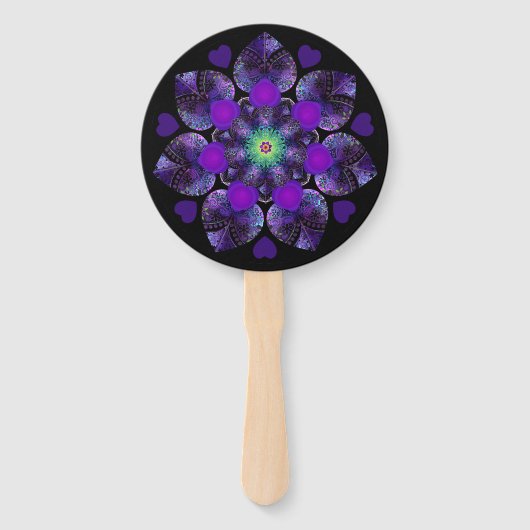 Paarse paraplu & harten .7 handwaaier (Voorkant)