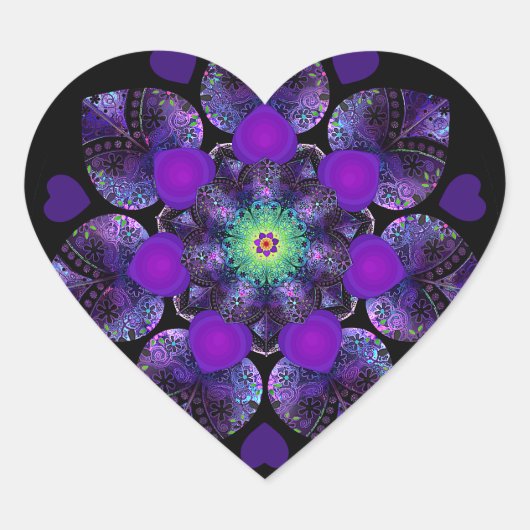 Paarse paraplu & harten .7 hart sticker (Voorkant)