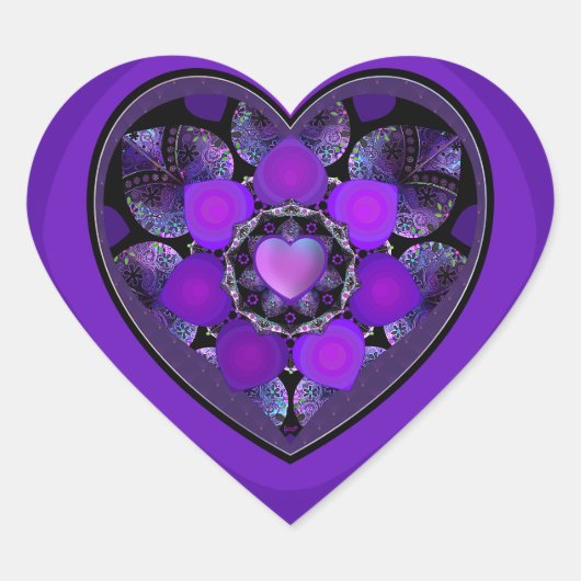 Paarse paraplu & harten.7 hart sticker (Voorkant)