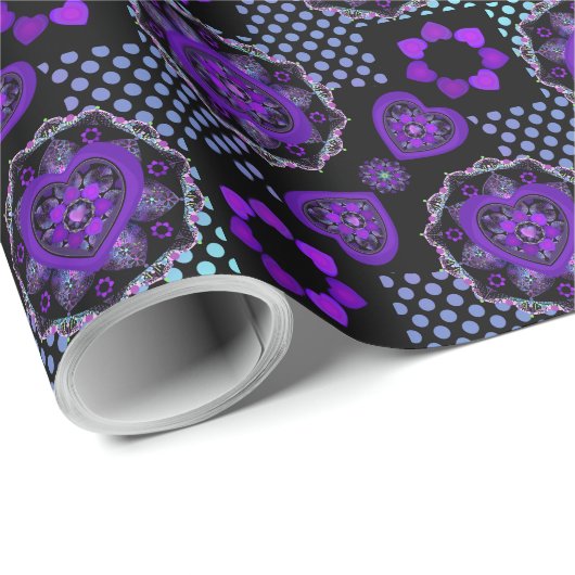 Paarse paraplu & harten .7 inpakpapier (Rol Hoek)