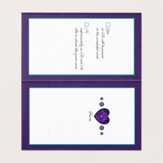 Paarse paraplu & harten .7 kaart (Binnenkant ongevouwen)