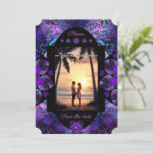 Paarse paraplu & harten .7 kaart (Staand voorkant)