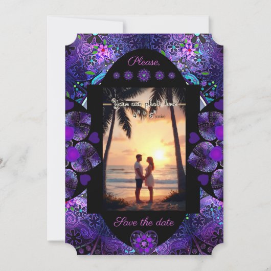 Paarse paraplu & harten .7 kaart (Voorkant)