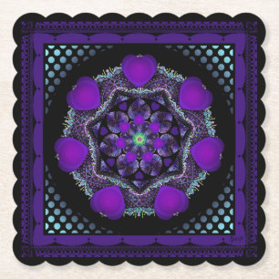 Paarse paraplu & harten .7 kartonnen onderzetters