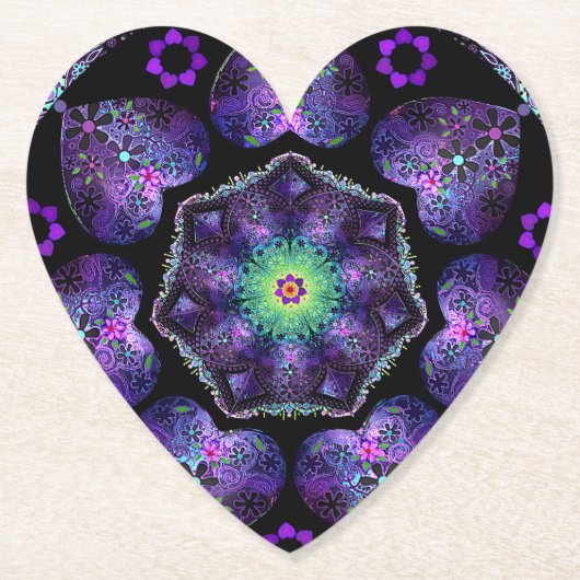 Paarse paraplu & harten .7 kartonnen onderzetters (Voorkant)