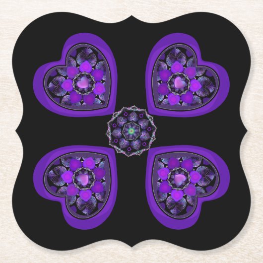 Paarse paraplu & harten .7 kartonnen onderzetters (Voorkant)