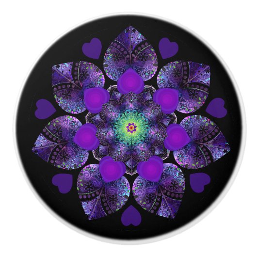 Paarse paraplu & harten .7 keramische knop (Voorkant)