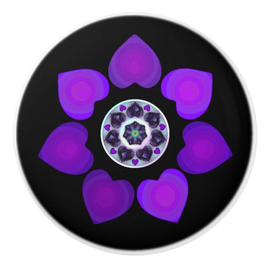 Paarse paraplu & harten .7 keramische knop (Voorkant)