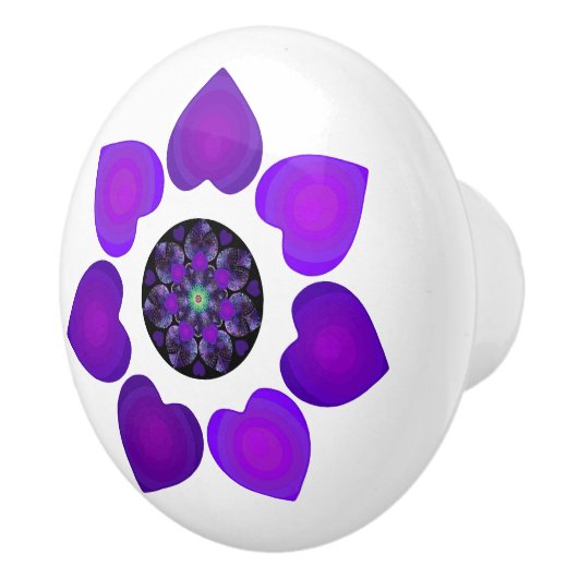 Paarse paraplu & harten .7 keramische knop (Rechts)