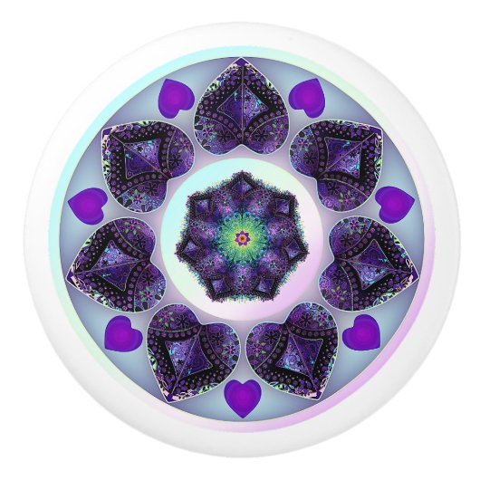 Paarse paraplu & harten .7 keramische knop (Voorkant)