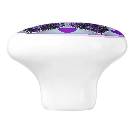 Paarse paraplu & harten .7 keramische knop (Zijkant)