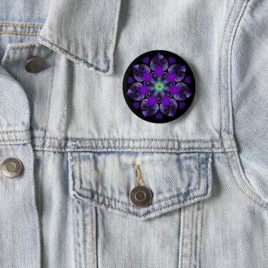 Paarse paraplu & harten .7 knop ronde button 5,7 cm (In situ)