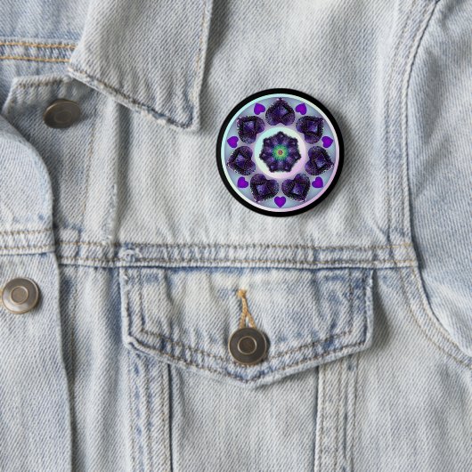Paarse paraplu & harten .7 knop ronde button 5,7 cm (In situ)