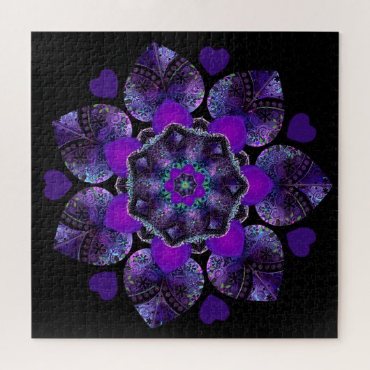 Paarse paraplu & harten .7 legpuzzel (Horizontaal)