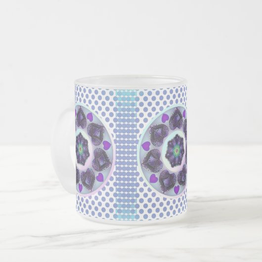 Paarse paraplu & harten .7 matglas koffiemok (Voorkant links)