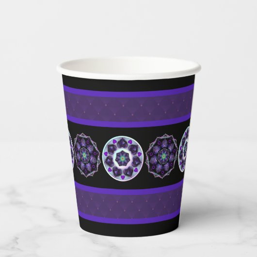 Paarse paraplu & harten .7 papieren bekers (Achterkant)