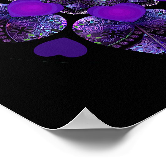 Paarse paraplu & harten .7 poster (Hoek)