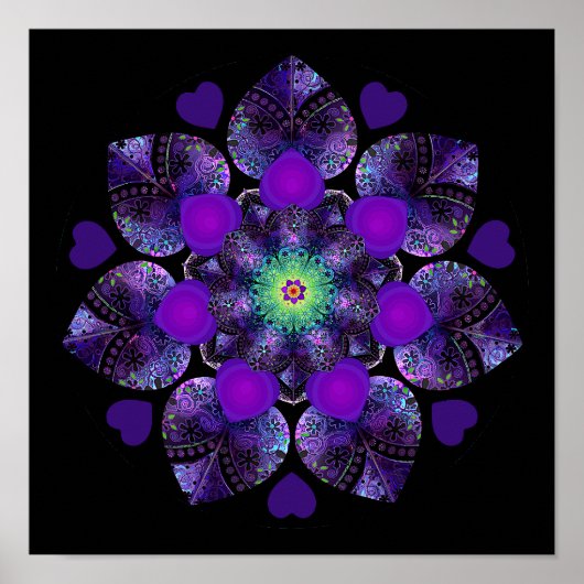 Paarse paraplu & harten .7 poster (Voorkant)