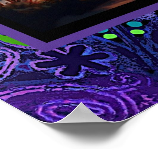 Paarse paraplu & harten .7 poster (Hoek)