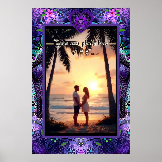 Paarse paraplu & harten .7 poster (Voorkant)