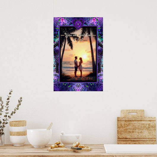 Paarse paraplu & harten .7 poster (Keuken)