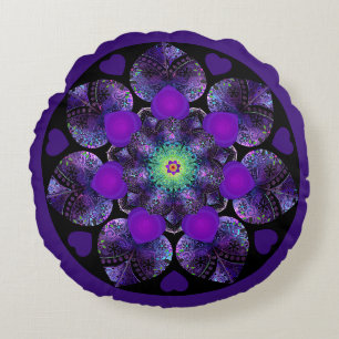 Paarse paraplu & harten .7 rond kussen