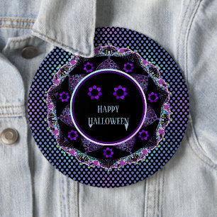 Paarse paraplu & harten .7 ronde button 6,0 cm