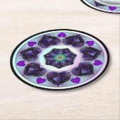 Paarse paraplu & harten .7 ronde kartonnen onderzetter (Gebogen)