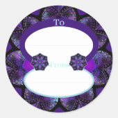 Paarse paraplu & harten .7 ronde sticker (Voorkant)