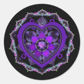 Paarse paraplu & harten .7 ronde sticker (Voorkant)