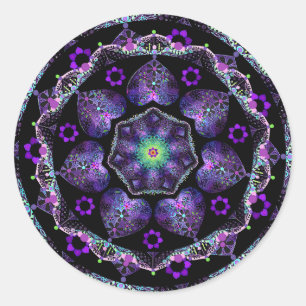 Paarse paraplu & harten .7 ronde sticker