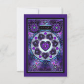 Paarse paraplu & harten .7 RSVP kaartje (Voorkant)