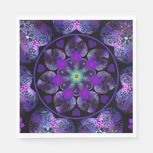 Paarse paraplu & harten.7 servet (Voorkant)