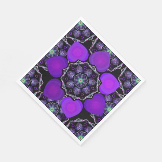 Paarse paraplu & harten .7 servet (Hoek)