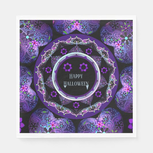 Paarse paraplu & harten.7 servet (Voorkant)