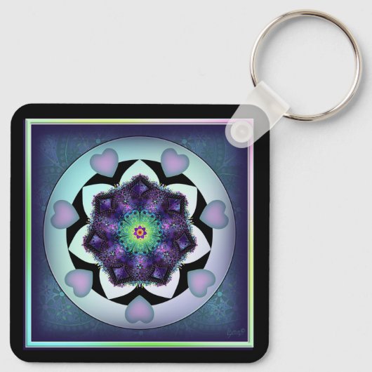 Paarse Paraplu & harten .7 Sleutelhanger (Achterkant)