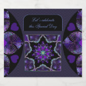 Paarse paraplu & harten .7 sparkling wijnetiket (Enkel label)