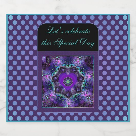 Paarse paraplu & harten .7 sparkling wijnetiket (Enkel label)