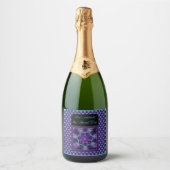 Paarse paraplu & harten .7 sparkling wijnetiket (Voorkant)