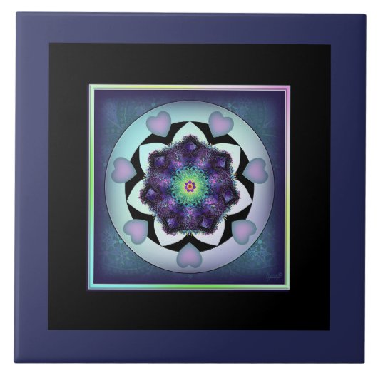 Paarse paraplu & harten .7 tegeltje (Voorkant)