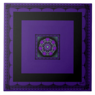 Paarse paraplu & harten .7 tegeltje