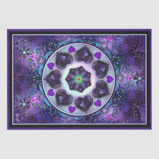 Paarse paraplu & harten .7 tissuepapier (Voorkant)