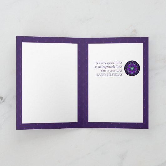 Paarse paraplu & harten .7 verjaardagskaart kaart (Binnen)