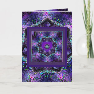 Paarse paraplu & harten .7 verjaardagskaart kaart