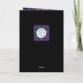 Paarse paraplu & harten .7 verjaardagskaart kaart (Achterkant)