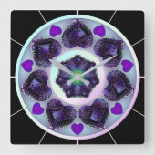 Paarse paraplu & harten .7 vierkante klok (Voorkant)